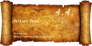 Anton Ada névjegykártya